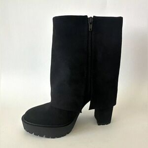 INC International Concepts Acelina Fold-Over Cuffed Dress Booties  -Black-